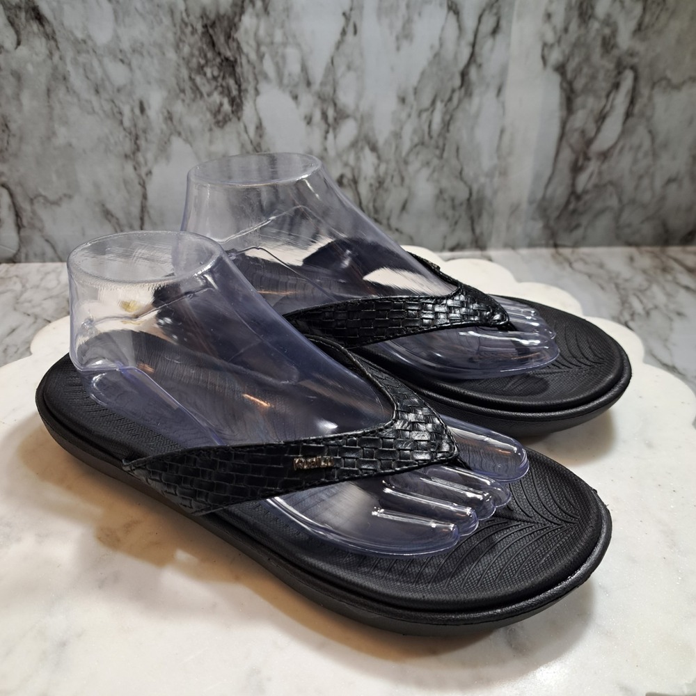 KuaiLu Women's Thong Sandals Size 40 Black Comfortable Walking Flip Flops